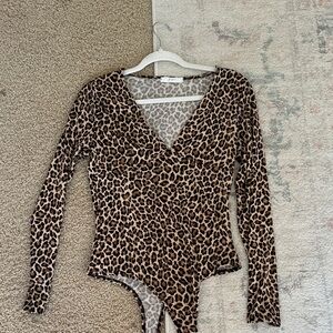 Leopard Print Long Sleeve Bodysuit